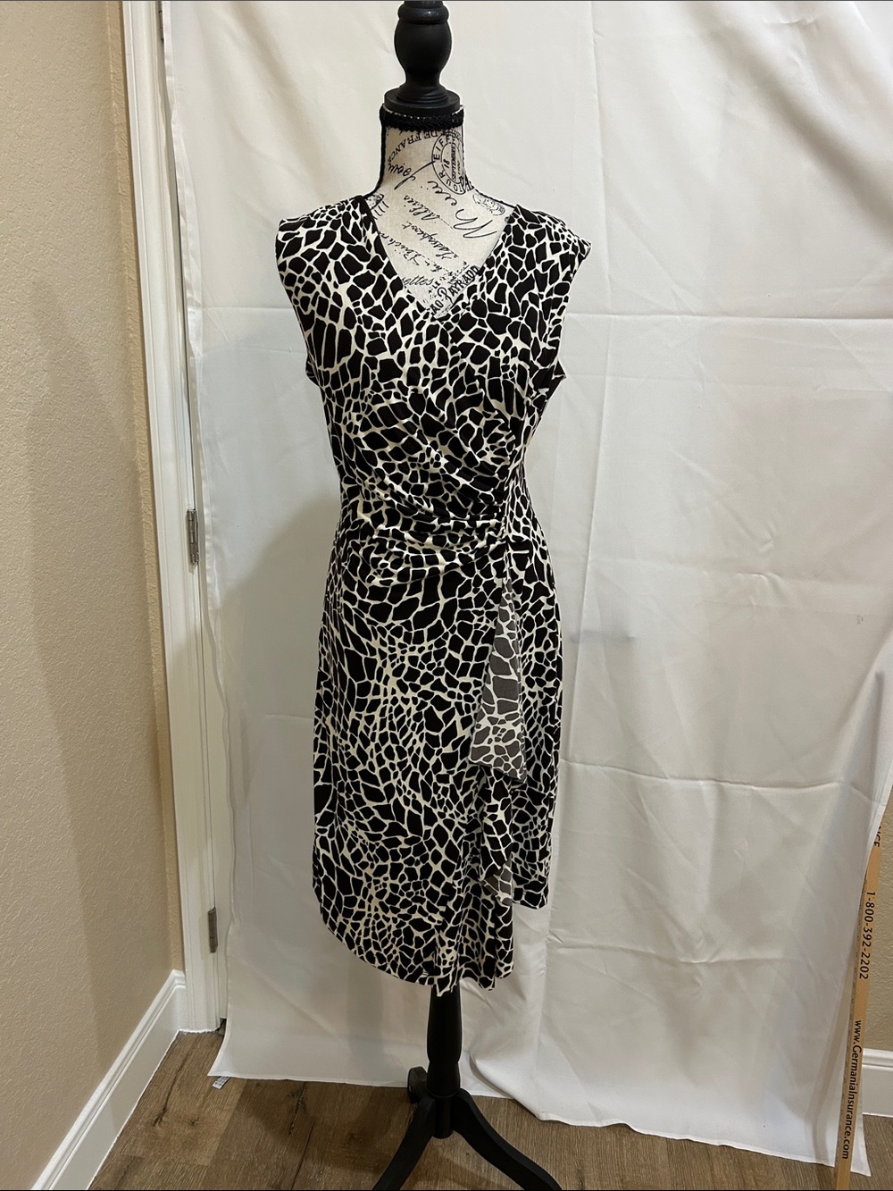 Alfani Black and White Printed Midi Wrap Dress
